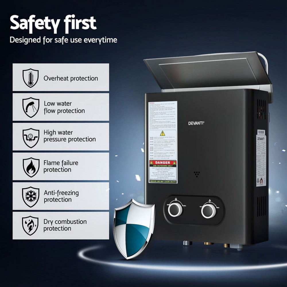 Devanti Portable Gas Water Heater with Shower