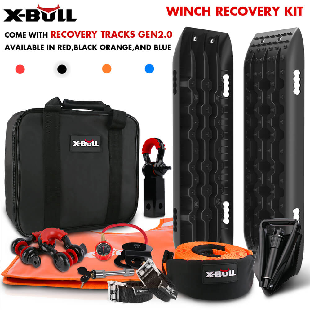 X-BULL Essentials 4WD Recovery Kit with Gen 2.0 Recovery Tracks - Black