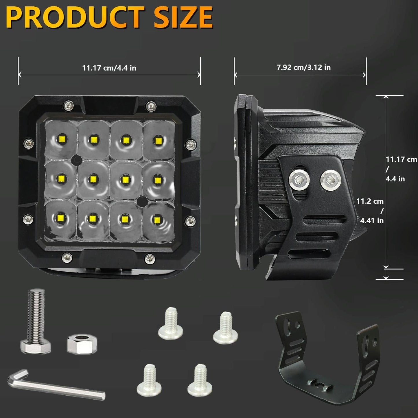 5 Inch Square Work Light - Yellow