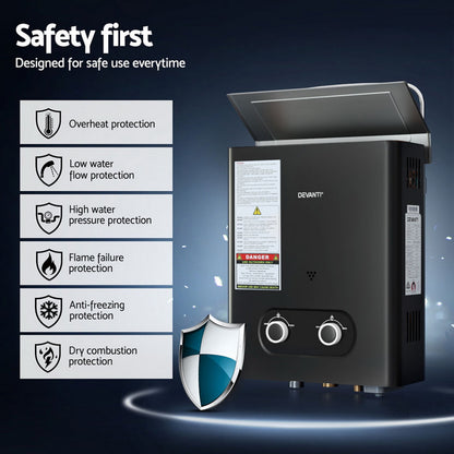 Devanti Portable Gas Water Heater with Shower