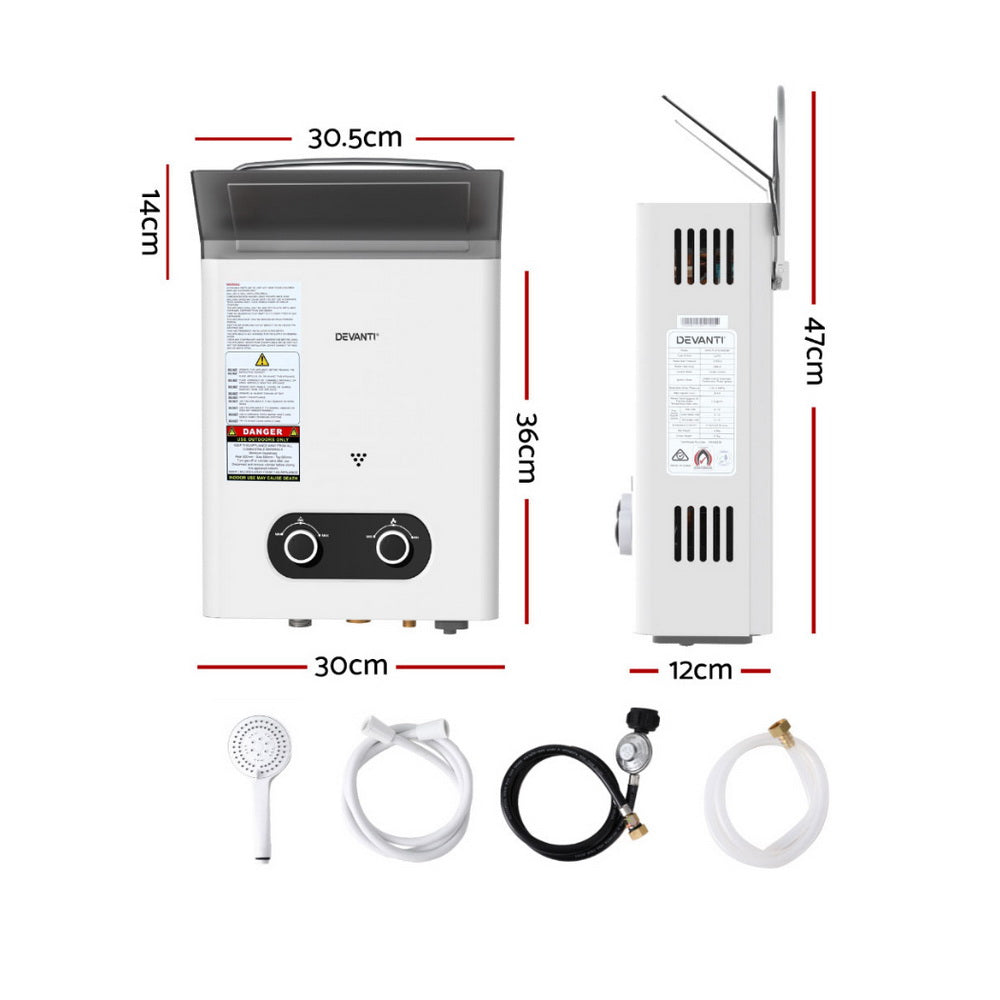Devanti Portable Gas Water Heater with Shower