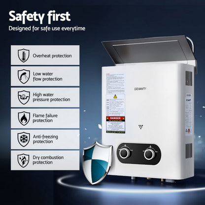 Devanti Portable Gas Water Heater with Shower