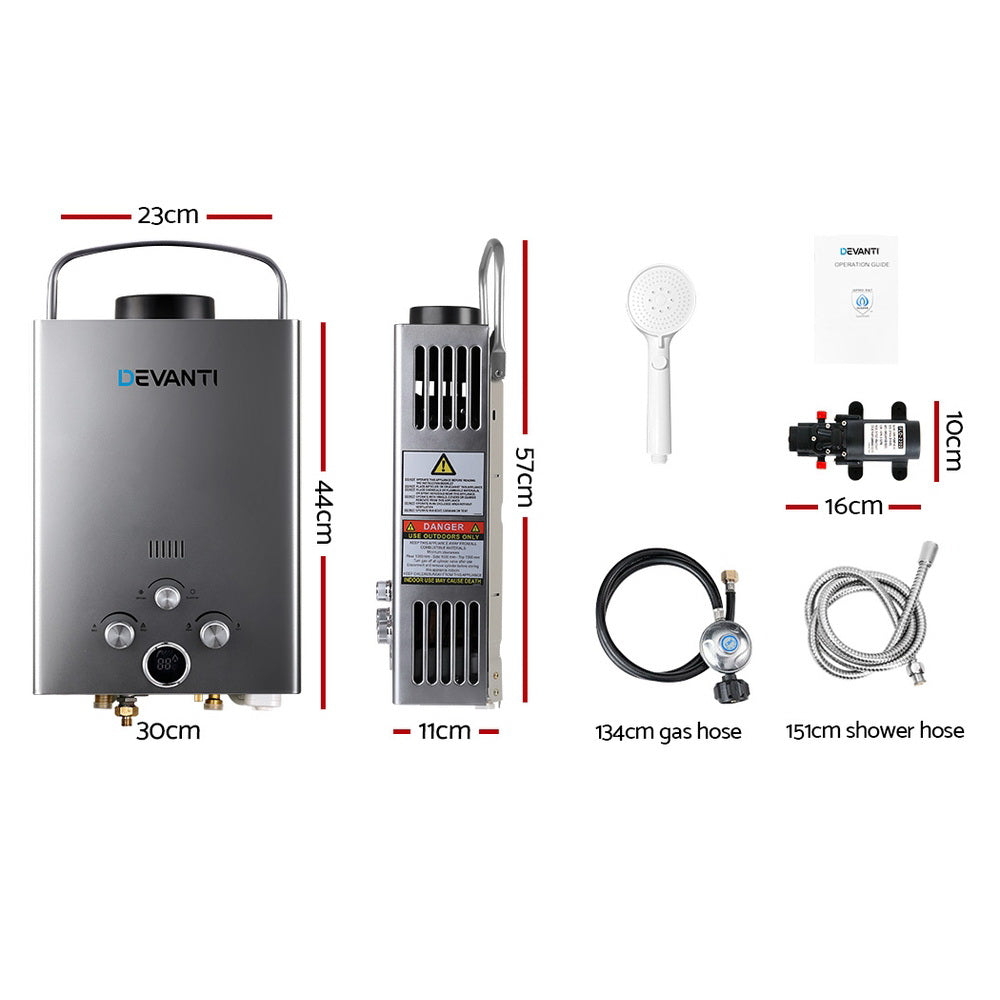 Devanti Portable Gas Water Heater with 8L/Min Pump