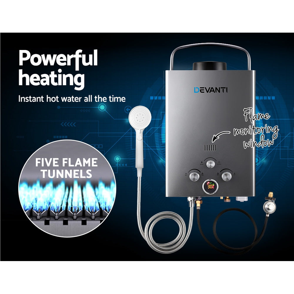 Devanti Portable Gas Water Heater with 8L/Min Pump