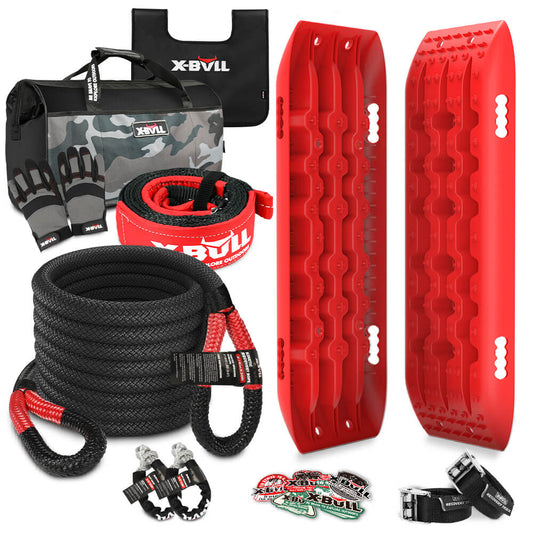 X-BULL 'Soft' 4WD Recovery Kit with Gen 2.0 Recovery Tracks - Red