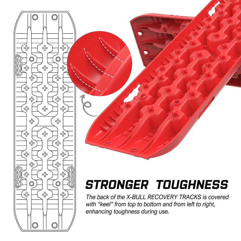 X-BULL Recovery Tracks Gen 3.0 with Mounting Kit and Carry Bag - Red