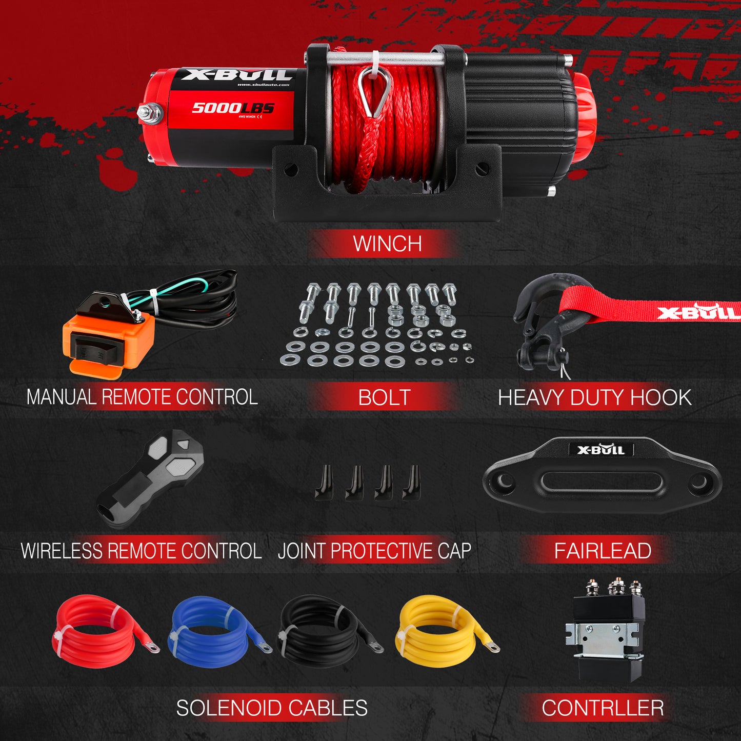 X-BULL 5000LBS Electric Winch with Synthetic Rope and Wireless remote to suit ATV UTV