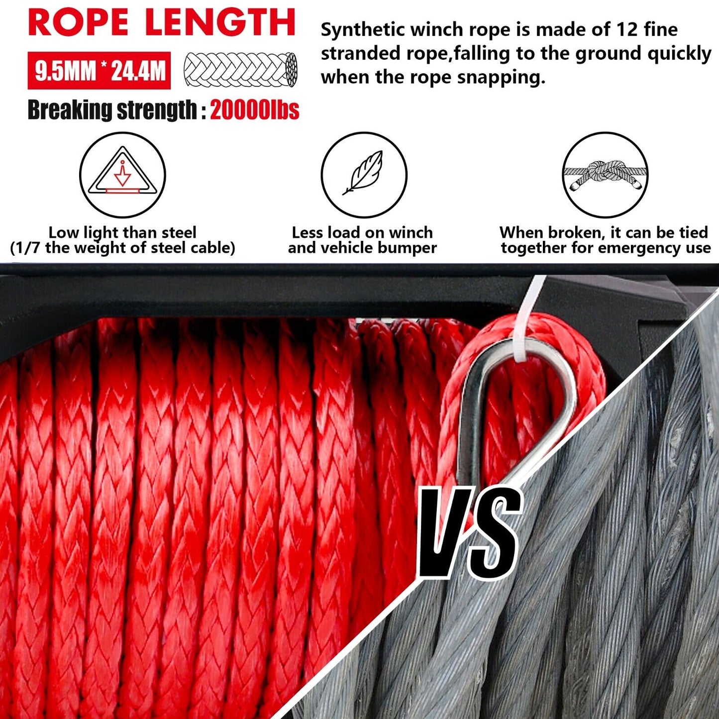 X-BULL 14500LBS Electric Winch with Synthetic Rope and Wireless remote