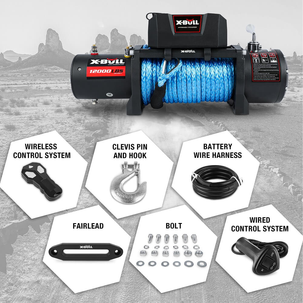 X-BULL 12000LBS Electric Winch with Synthetic Rope and Wireless remote