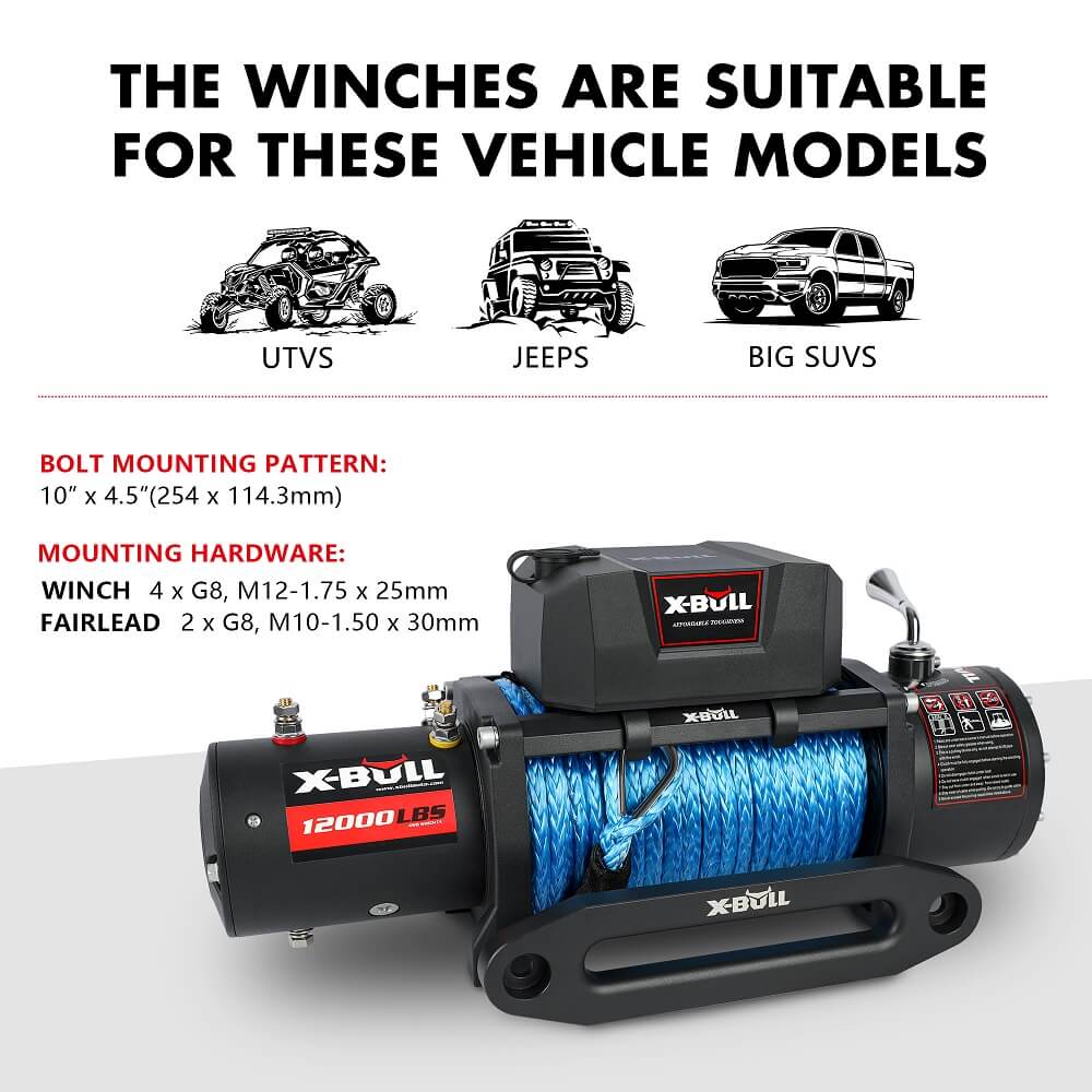 X-BULL 12000LBS Electric Winch with Synthetic Rope and Wireless remote