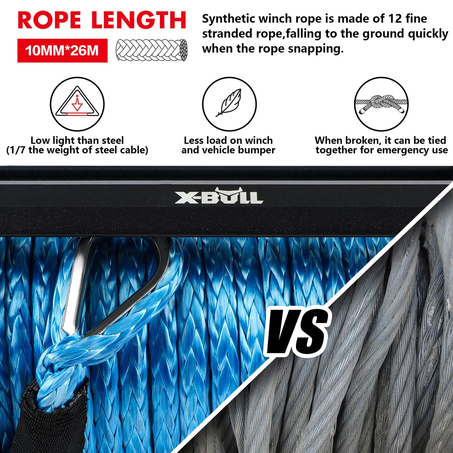 X-BULL 12000LBS Electric Winch with Synthetic Rope and Wireless remote