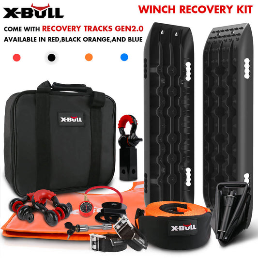 X-BULL Essentials 4WD Recovery Kit with Gen 2.0 Recovery Tracks - Black