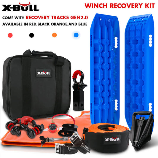 X-BULL Essentials 4WD Recovery Kit with Gen 2.0 Recovery Tracks - Blue