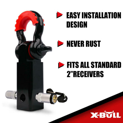 X-BULL 5T Recovery Hitch Receiver with Bow Shackle