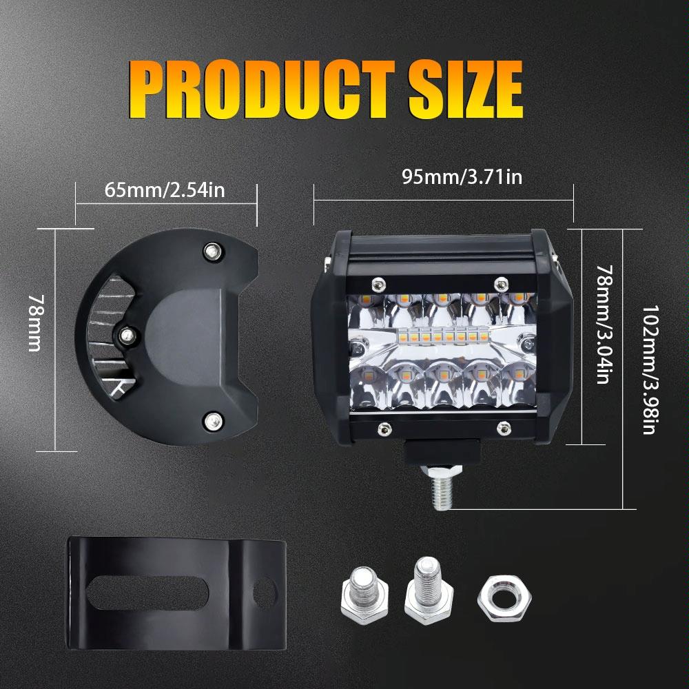 4 Inch Multifunction LED Light Bar - Amber/White Flash