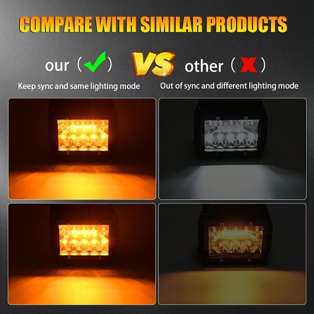 4 Inch Multifunction LED Light Bar - Amber/White Flash