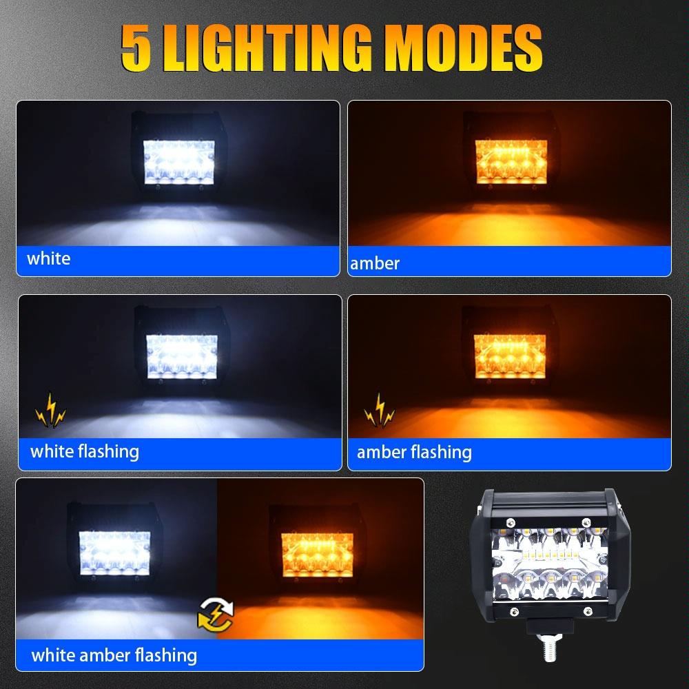 4 Inch Multifunction LED Light Bar - Amber/White Flash