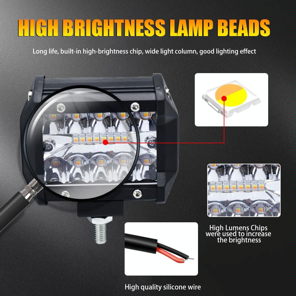 4 Inch Multifunction LED Light Bar - Amber/White Flash