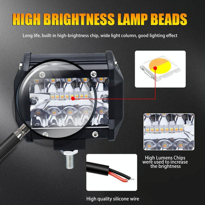 4 Inch Multifunction LED Light Bar - Amber/White Flash