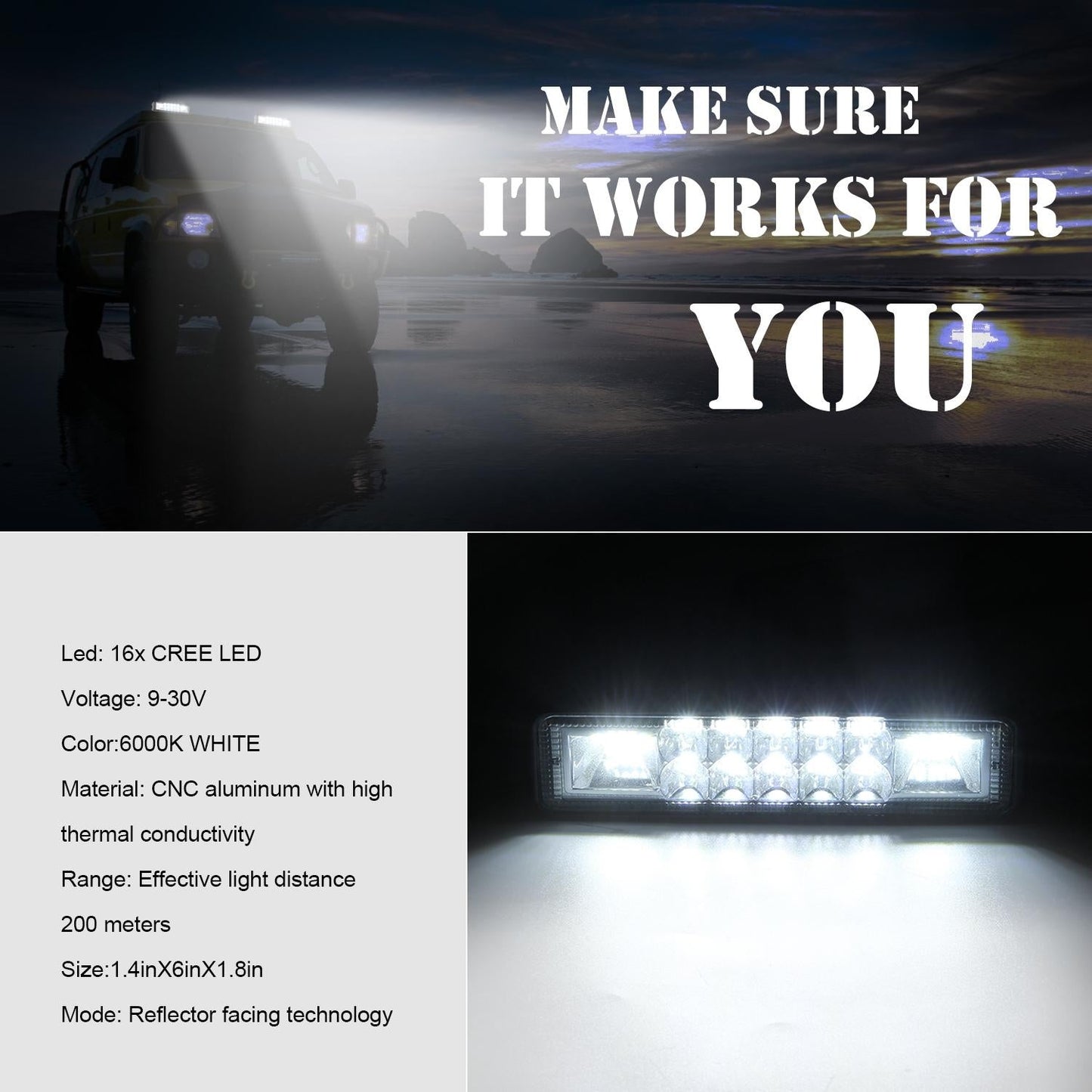 2 x 6 Inch Dual - Row Work Light