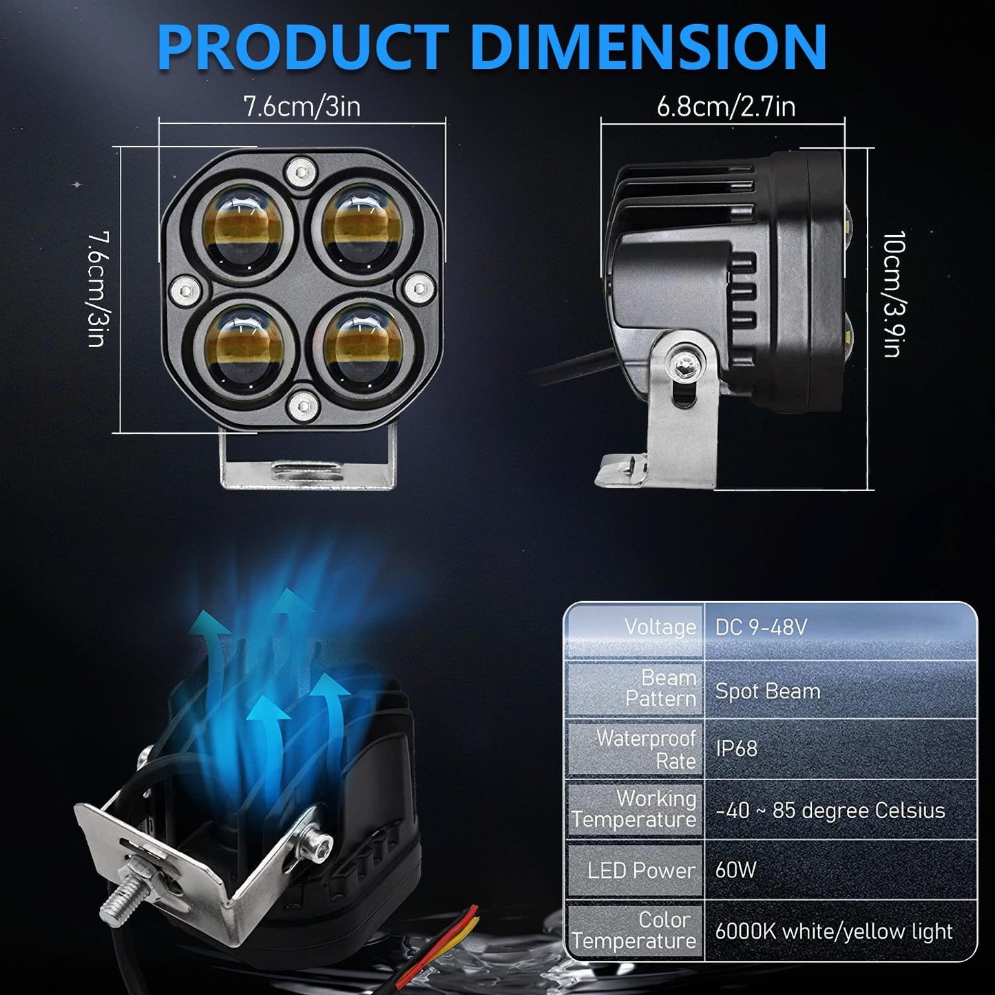 3 Inch Continuous Two - Colour Spotlight 2000Lm