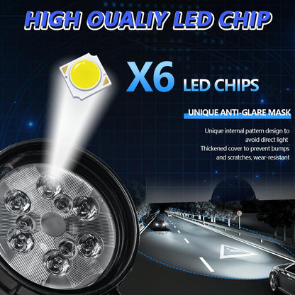 Pair LED Work Light with Wiring Kit - Square