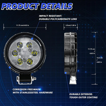 Pair LED Work Light with Wiring Kit - Square