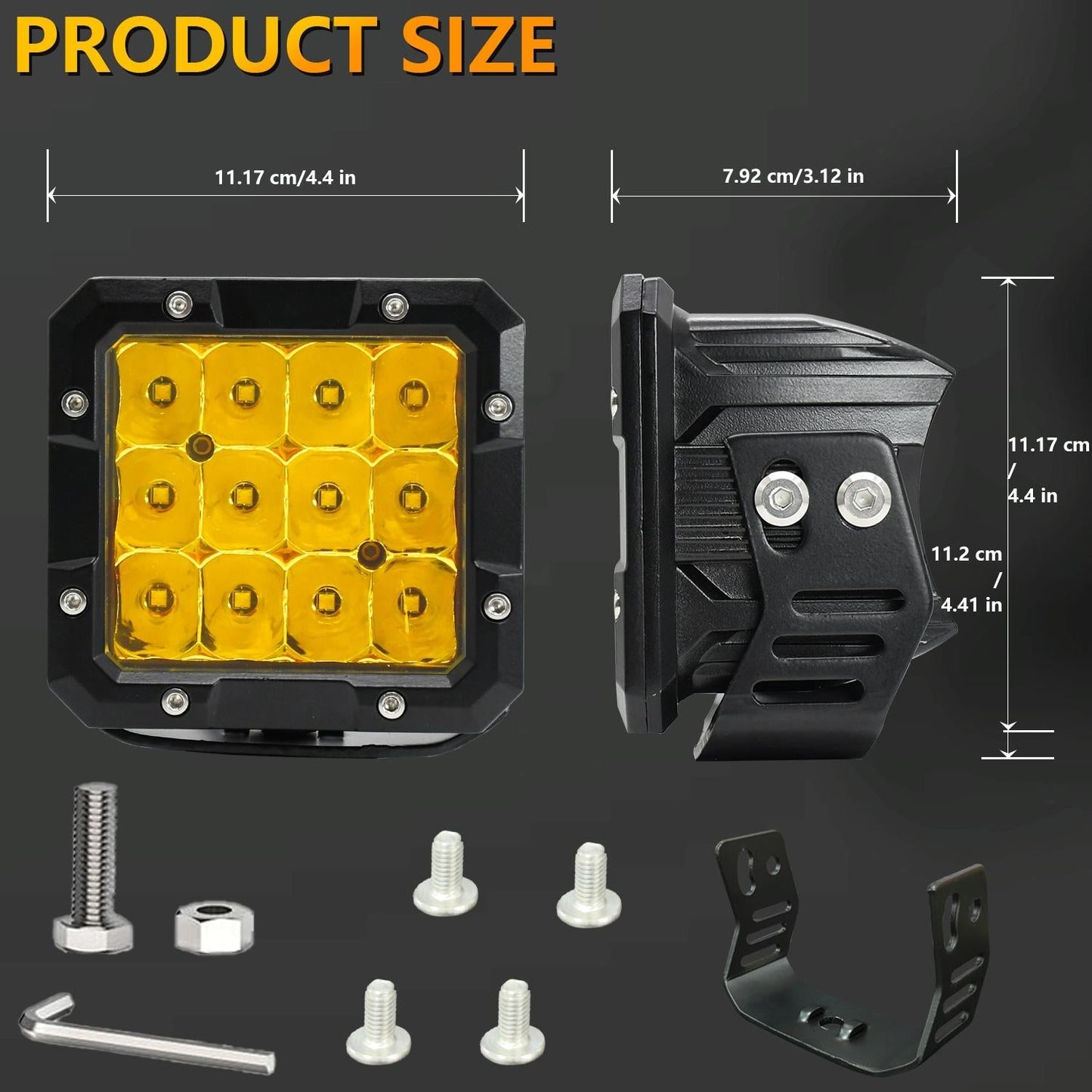 5 Inch Square Work Light - Yellow