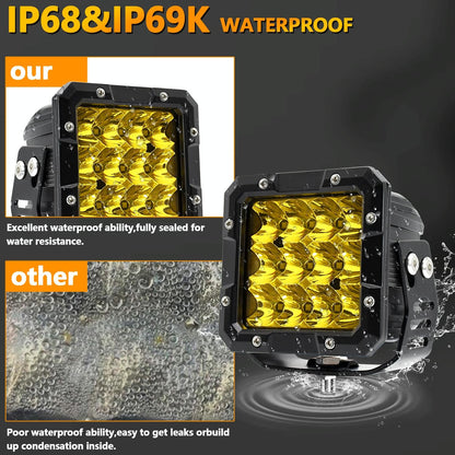 5 Inch Square Work Light - Yellow