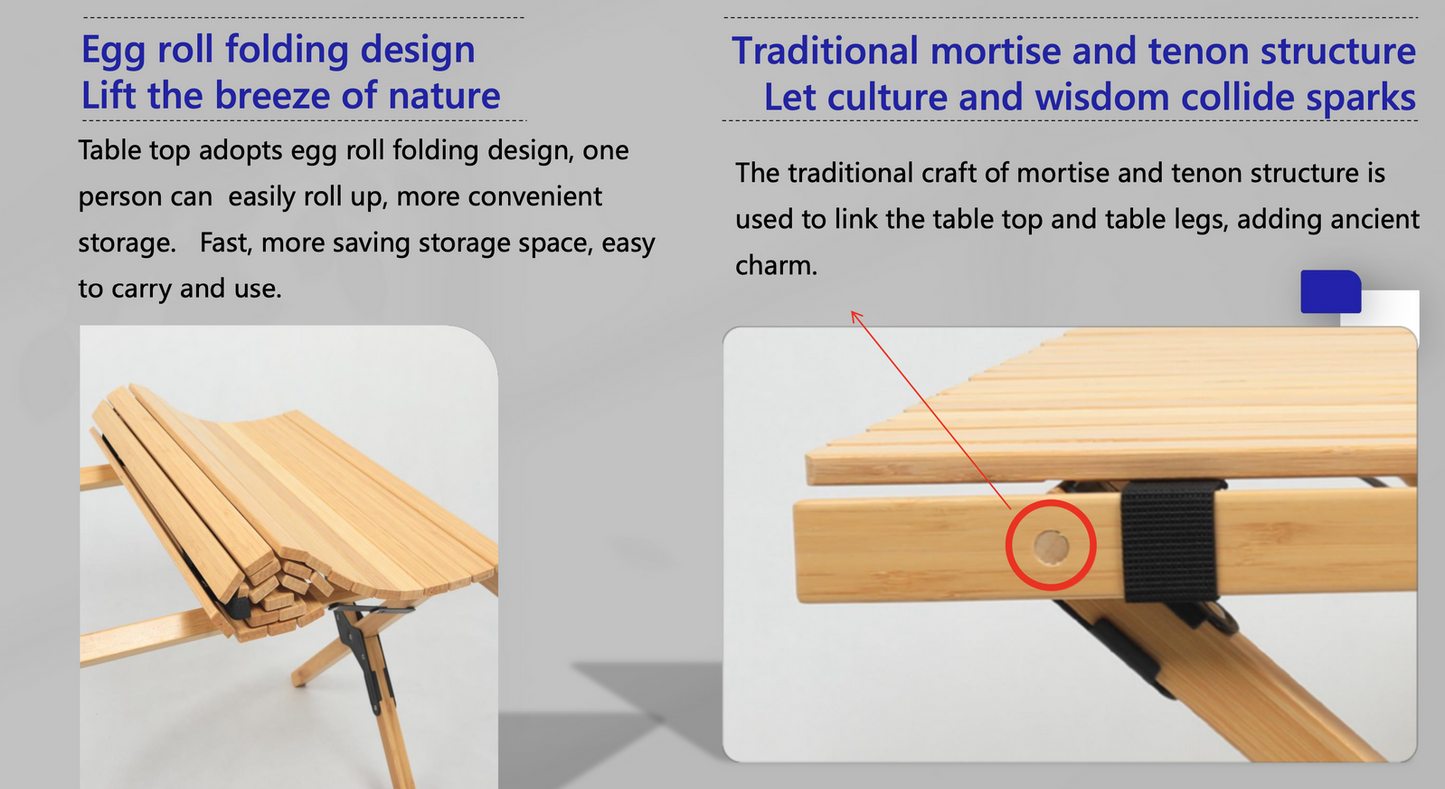 Bamboo Roll Up Portable Table