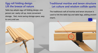 Bamboo Roll Up Portable Table