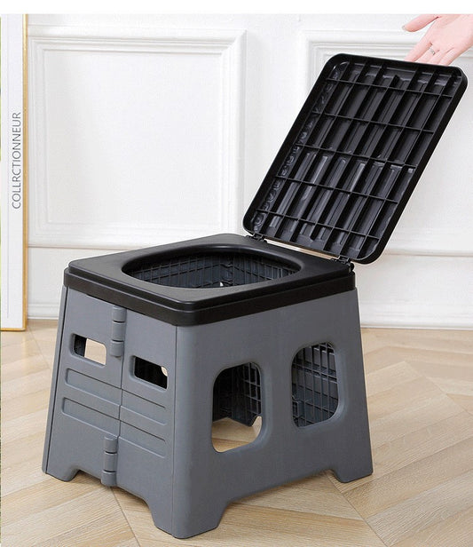 Portable Folding Outdoor Toilet with Lid