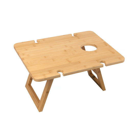 Bamboo Foldable Picnic Table with Wine and Glass Holders