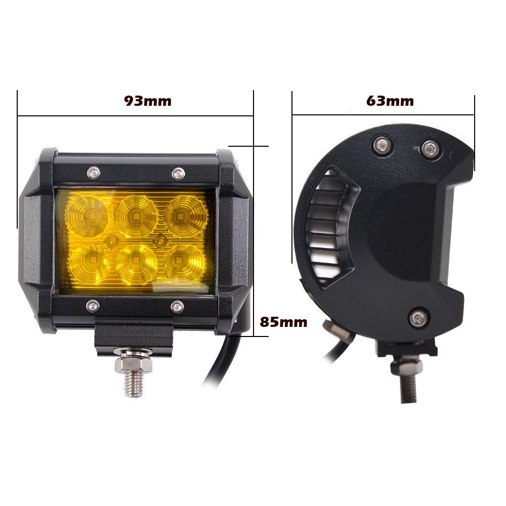 Pair 4 inch CREE LED Light Bar - Amber